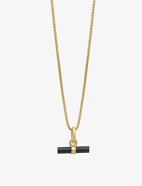 RACHEL JACKSON: Mini T-bar 22ct gold-plated sterling silver and onyx necklace