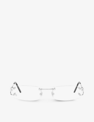 CARTIER: CT0092O rectangular-frame rimless metal optical glasses