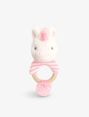 KEEL: Keel Eco Twinkle Unicorn recycled-polyester and wood rattle 14cm