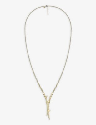 SHAUN LEANE: Rose Thorn yellow gold-plated vermeil sterling-silver lariat necklace