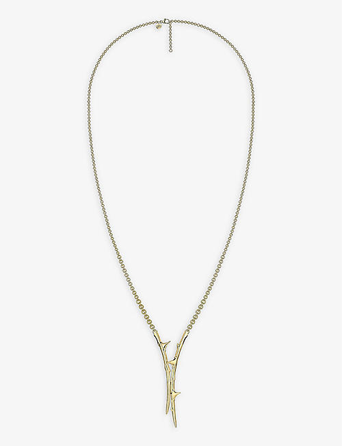SHAUN LEANE: Rose Thorn yellow gold-plated vermeil sterling-silver lariat necklace