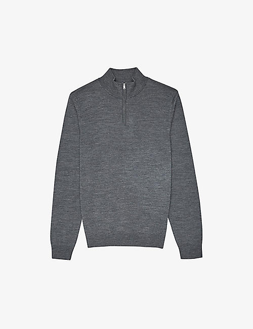 REISS: Blackhall zip-neck merino-wool jumper