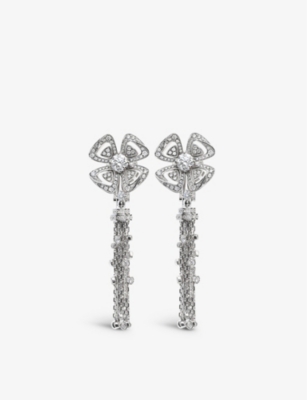 BVLGARI: Fiorever 18ct white gold and pavé diamond earrings