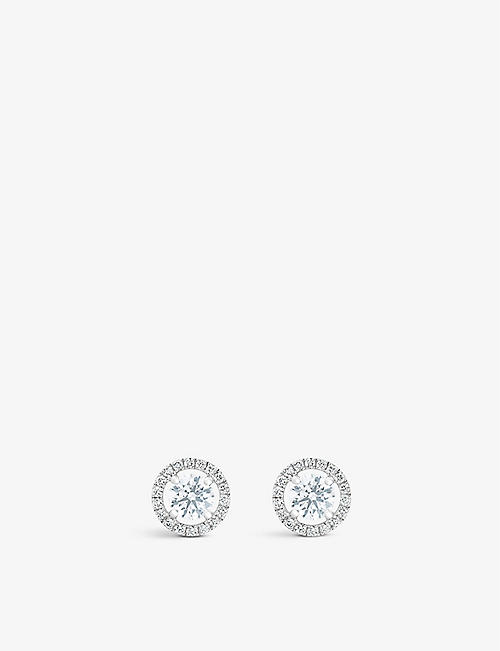 DE BEERS JEWELLERS: Aura 18ct white-gold and 0.52ct round-cut diamond stud earrings
