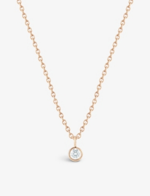 DE BEERS JEWELLERS: Clea 18ct rose-gold and 0.07ct round-cut diamond pendant necklace