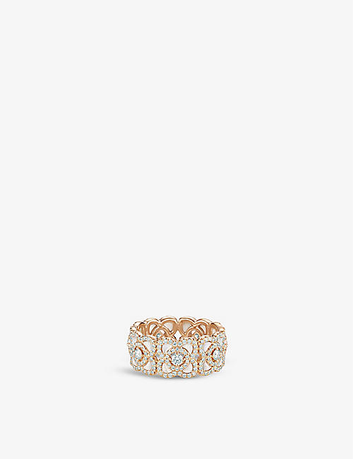 DE BEERS JEWELLERS: Enchanted Lotus 18ct rose-gold, diamond, and mother-of-pearl band ring