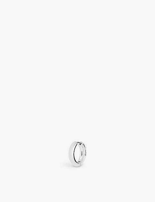 MARIA BLACK: Axton chunky white rhodium-plated 925 sterling-silver huggie hoop earring