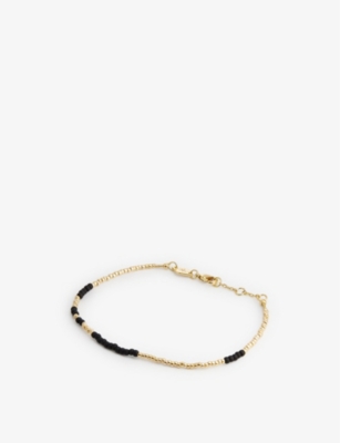 ANNI LU: Asym 18ct&nbsp;yellow gold-plated brass and glass bead bracelet