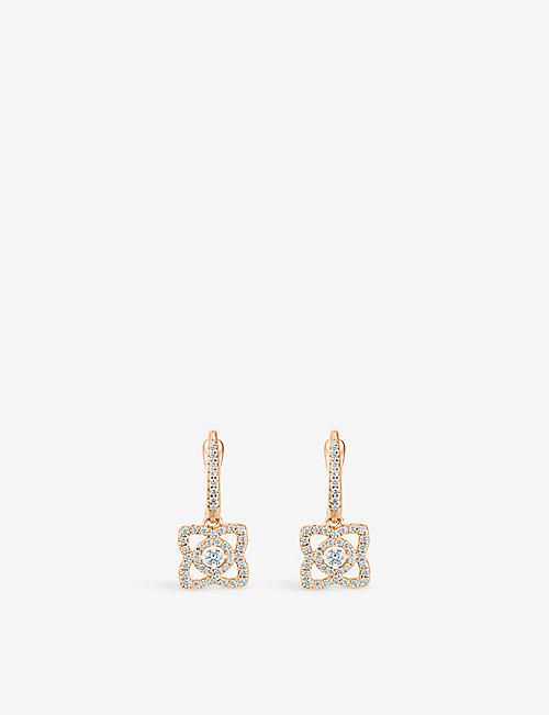 DE BEERS JEWELLERS: Enchanted Lotus 18ct rose-gold and 0.35ct round-cut diamond earrings