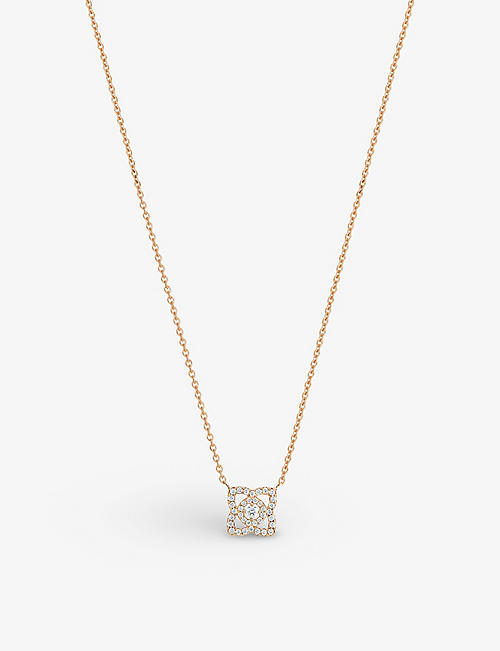 DE BEERS JEWELLERS: Enchanted Lotus 18ct rose-gold and 0.15ct round-cut diamond pendant necklace