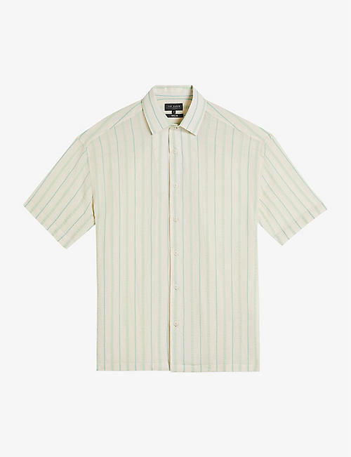 TED BAKER: Hillma striped regular-fit cotton-blend shirt