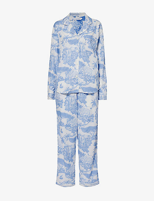 DESMOND AND DEMPSEY: Loxodonta graphic-print cotton pyjamas