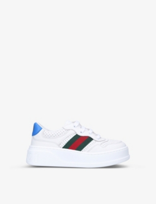 GUCCI: Chunky B logo-printed leather low-top trainers