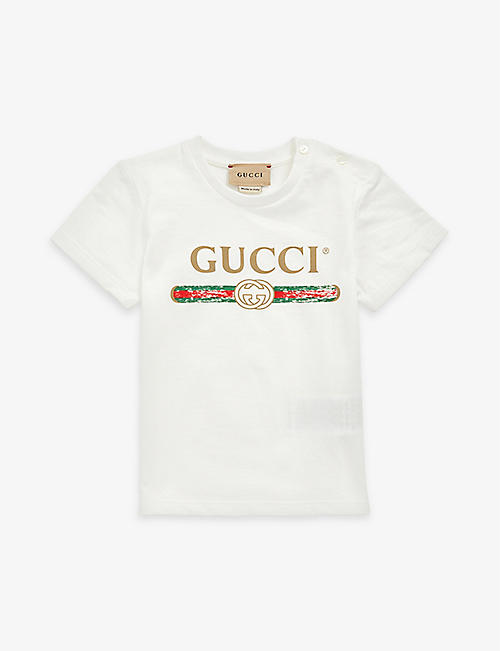 GUCCI: Vintage logo cotton T-shirt 3-36 months
