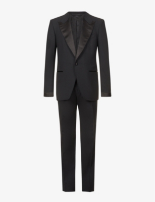 TOM FORD: Shelton-fit single-breasted wool-blend evening suit