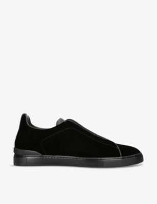 ZEGNA: Triple Stitch velvet and leather low-top trainers