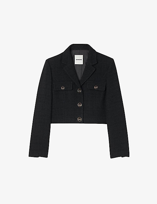 SANDRO: Cropped tweed jacket