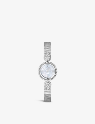 BOUCHERON: WA015704 Serpent Bohème stainless-steel, 0.6ct diamond and mother-of-pearl watch