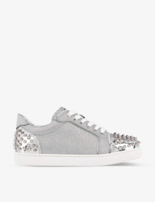 CHRISTIAN LOUBOUTIN: Vieira 2 spikes glittered leather trainers