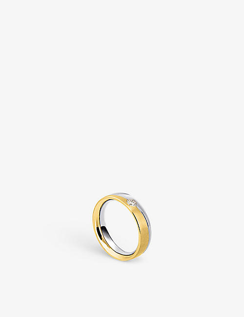 BUCHERER FINE JEWELLERY: Classics 18ct white, yellow-gold and 0.09ct brilliant-cut diamond wedding ring