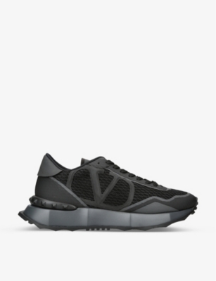 VALENTINO GARAVANI: VLOGO Netrunner leather and mesh low-top trainers