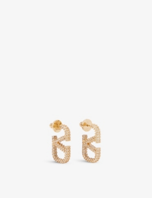 VALENTINO GARAVANI: VLOGO gold-toned brass and rhinestones earrings