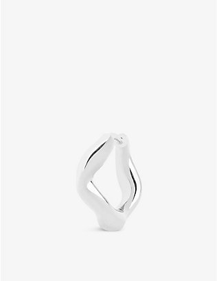MARIA BLACK: Anil 6 rhodium-plated recycled sterling-silver huggie earring