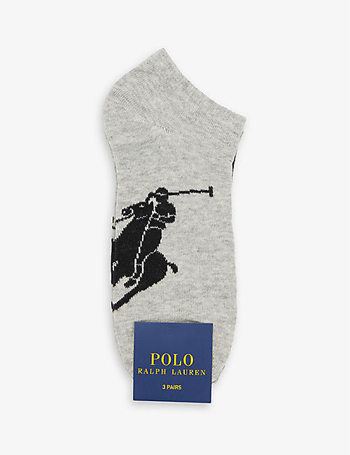 POLO RALPH LAUREN: Logo-print pack of three cotton-blend socks