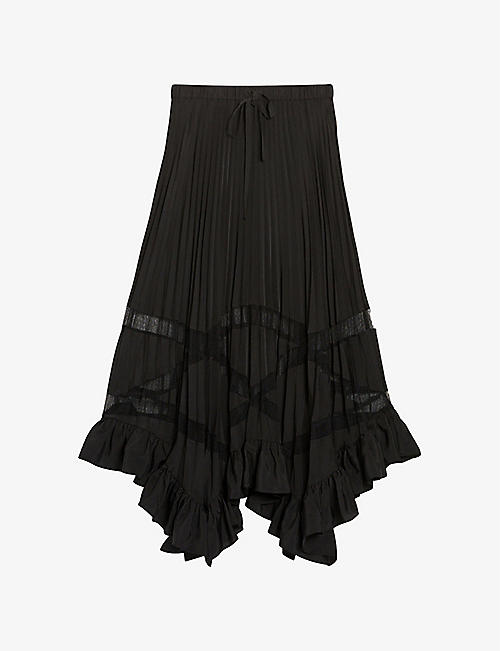 CLAUDIE PIERLOT: Seloda pleated ruffled woven maxi skirt