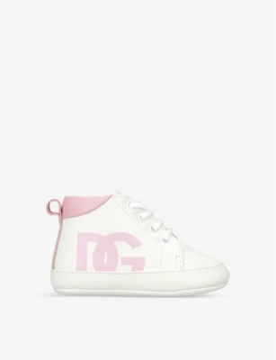 DOLCE & GABBANA: DG-logo leather trainers 4-6 months