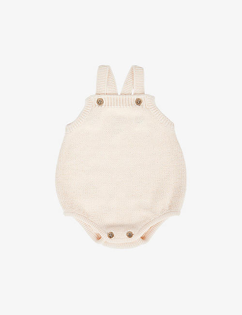 THE LITTLE TAILOR: Ribbed-trim button-detail cotton-knit body 3-24 months