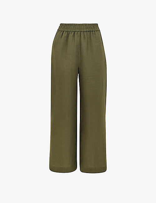 WHISTLES: Cropped wide-leg mid-rise linen trousers