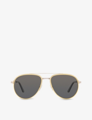CARTIER: CT0325S silver-tone metal polarised aviator sunglasses