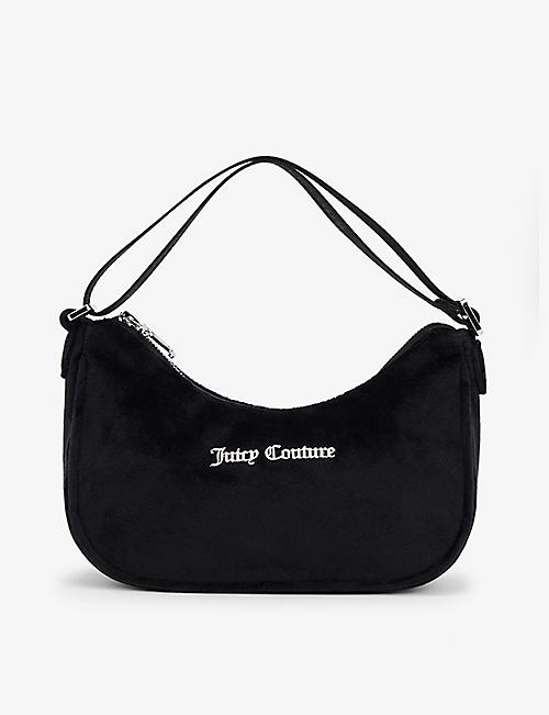 JUICY COUTURE: Logo-plaque velour shoulder bag