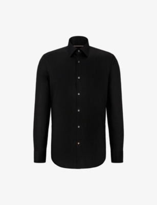 BOSS: Regular-fit long-sleeved cotton-poplin shirt