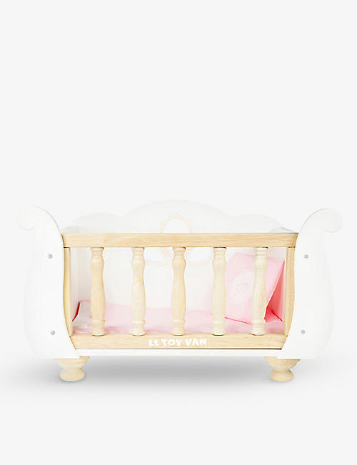LE TOY VAN: Sleigh Doll wooden cot and crib 24.3cm