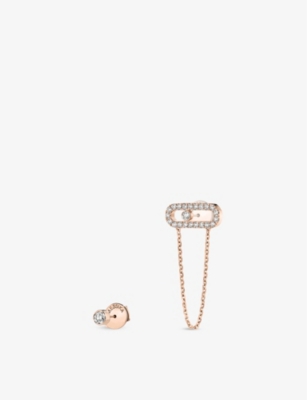 MESSIKA: Move Uno 18ct rose-gold and diamond chain and stud earrings