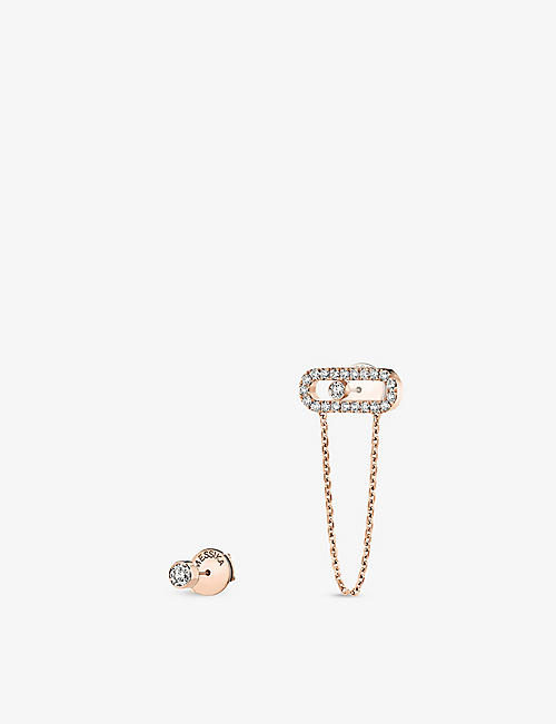 MESSIKA: Move Uno 18ct rose-gold and diamond chain and stud earrings