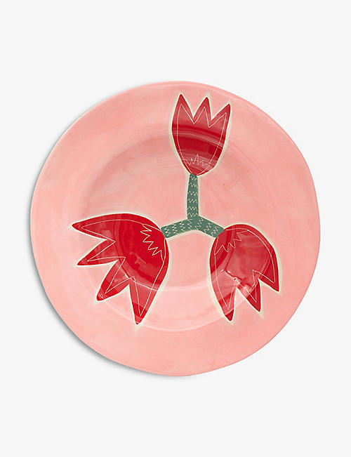 LAETITIA ROUGET: Tulip hand-painted ceramic plate 26cm
