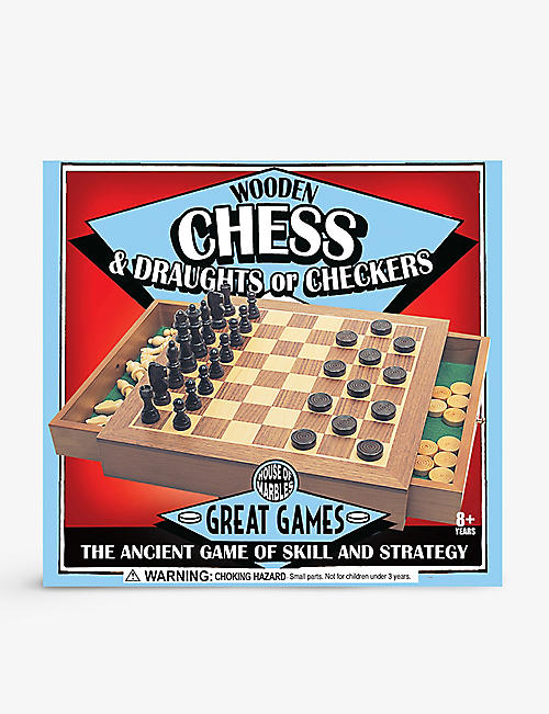 BOARD GAMES: Chess & Draughts wooden board game