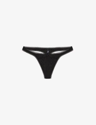COU COU INTIMATES: Pointelle mid-rise organic-cotton thong