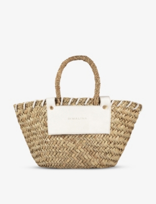 MALINA: Niki logo-embossed straw basket bag
