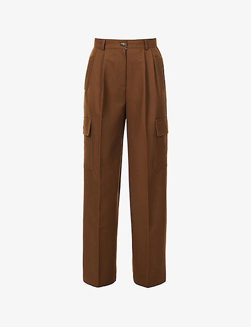 FRANKIE SHOP: Maesa straight-leg high-rise stretch-woven trousers