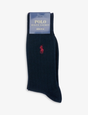 POLO RALPH LAUREN: Logo-embroidered stretch-cotton blend socks