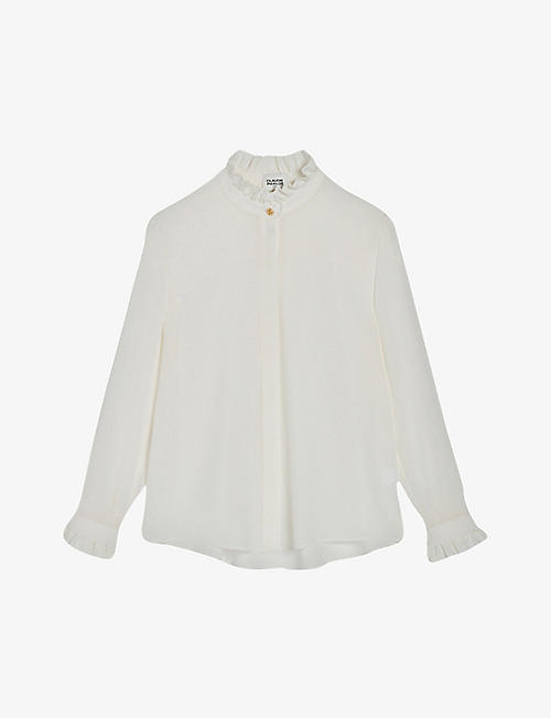 CLAUDIE PIERLOT: Chabine ruffle-collar silk shirt