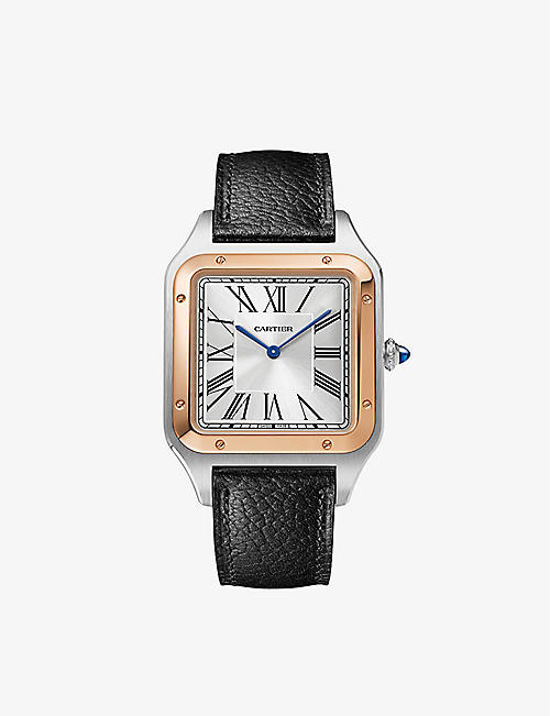 CARTIER: CRW2SA0021 Santos-Dumont extra-large stainless-steel and leather mechanical watch