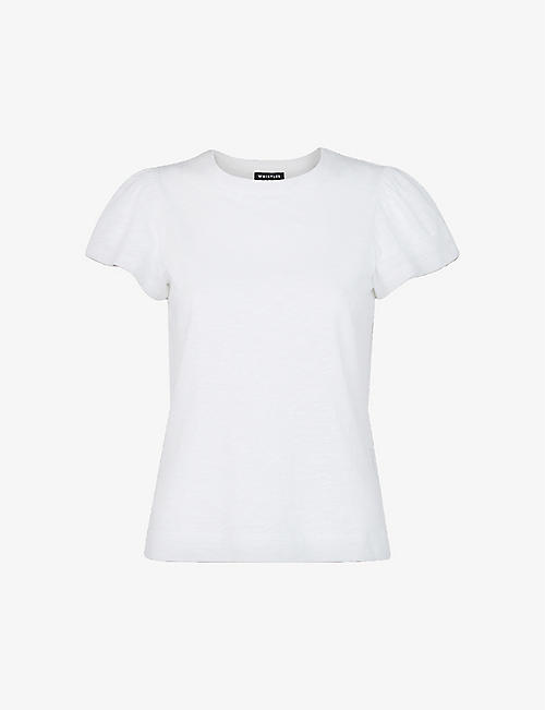 WHISTLES: Round-neck frilled-sleeve cotton T-shirt