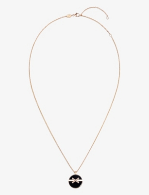 CHAUMET: Jeux de Liens Harmony 18ct rose-gold, 0.08ct brilliant-cut diamond and onyx necklace