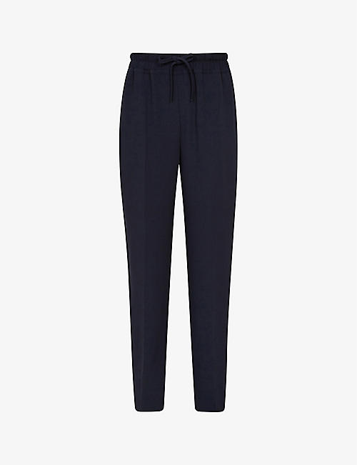 REISS: Hailey drawstring-waist tapered-leg recycled polyester-blend trousers