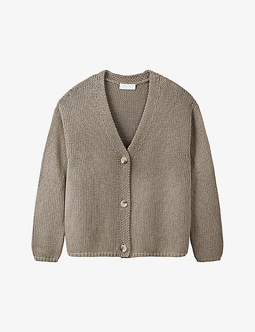 THE WHITE COMPANY: Buttoned V-neck cotton-knit cardigan